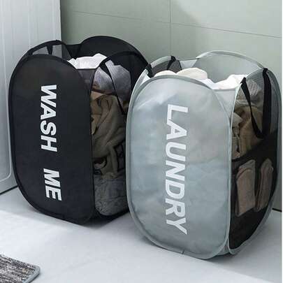 1 Giỏ đựng quần áo bẩn gấp gọn - Tay cầm chắc chắn, có thể gập lại, tiết kiệm không gian cho phòng tắm/phòng ngủ/phòng giặt, vật dụng thiết yếu cho gia đình và quà Giáng sinh.