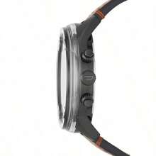 Diesel 1 Pieza Cronógrafo de Esfera Negra Sobredimensionada de 56 mm para Hombres - Correa de Cuero Negro Mate, Aspecto Audaz para Salir de Noche, Estilo Callejero y Borde Cotidiano - DZ7415 - Marrón - Ver 3