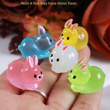 30pcs Glow-In-The-Dark Small Animal Figurines, Glow-In-The-Dark Rabbit, 3D DIY Decor Accessories For Micro Landscape Desktop Mini Ornaments, Small Rabbits - Multicolor - View 1