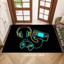 Alfombra de área con diseño de control de juegos creativo moderno, lavable a máquina, con respaldo antideslizante, de fibra de poliéster, hecha a máquina, alfombra de baño para sala de estar, dormitorio, decoración de oficina en casa - 1 pieza - Multicolor - Ver 32