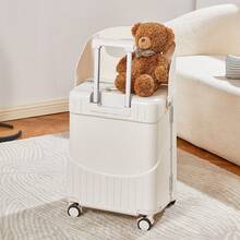 20" Carry On Luggage With Foldable Seat For Child And Adult,TSA Lock & Lockable 360° Spinner Wheels Kid Luggage,Travel Suitcase With Safety Seatbelt Free Luggage Cover - White - View 6