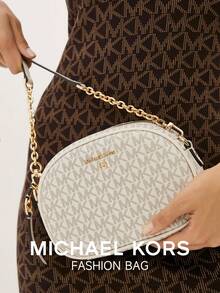 Michael Kors Jet Set Charm Small Monogram Camera Crossbody Bag Casual Shoulder Bag For Daily Parties - White 2 - View 5