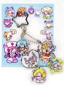 Y2K风格女孩与绵羊亚克力吊坠，可爱配饰，背包和手提包的理想礼物之选，梦幻系列闪亮少女风 - 彩色 - 查看 8