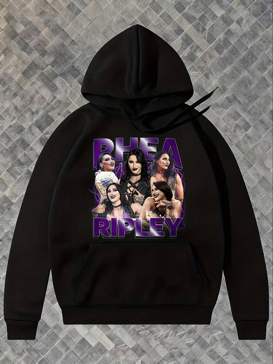 2026 NEW WWE Fan Merchandise Featuring Rhea Ripley'S Wrestlemania Smackdown  Hoodie Long 50% Cotton + 50% Polyester Fiber 1PC 280g - Black - View 1