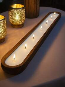 This Brand New Multi-Wick Boat-Shaped Wooden Aroma Candle Is Of A Larger Size, Exuding A Luxurious Vibe, Making It An Ideal Choice To Create A Vacation Atmosphere For Parties. This Wooden Bowl-Shaped Aroma Candle Is Also An Excellent Option For Home Lighting And Decoration, Especially Suitable For Homes, Hotels, Ramadan, Valentine's Day, Easter, Gatherings, Mother's Day, Birthdays, And Other Occasions. It Also Makes A Great Gift. - Multicolor - View 5