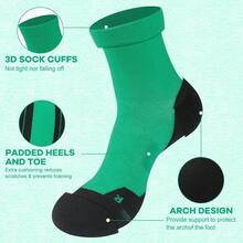 Cycling Socks Men Women, Bright Crew Socks Running Socks Tennis Athletic Socks Youth - One Size + 1 Pair Deep Green - View 3