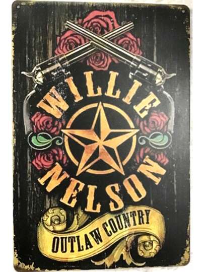TIN SIGN New 8x12  Outlaw Country Music Singer Roses Guns Star C37