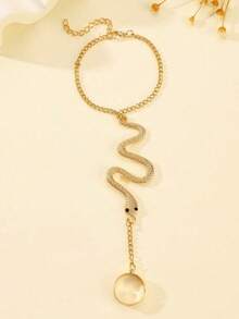 1PC Snake Design Bracelet And Ring Set Gold Plated Adjustable Two Piece Jewelry Combination Mysterious Elegant Style Gift For Women Daily Wear Date Festival Vacation Special Occasions