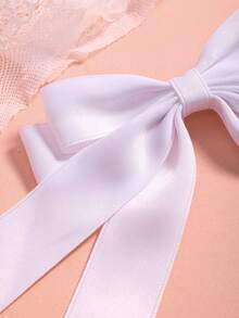 Hatastic 1pc Shiny Satin Ribbon Bow Barrette Hair Clip With Large Tail, Suitable For Daily Wear, Party And Festival Cute,School Valentine's Day Valentines Claw Clips Hair Claws Hair Barrettes, School Stuff, Elegant, College Gifts - White - View 5