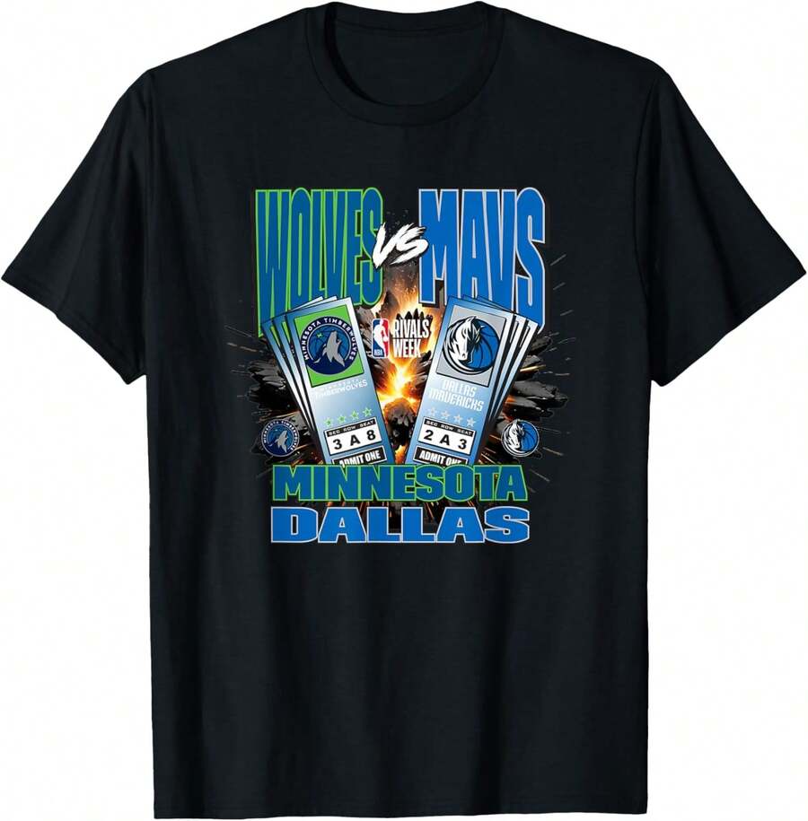 Minnesota VS. Dallas Mavericks Rivals Week T-Shirt - màu đen - Xem 1