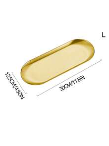 1pc/3pcs Gold Eid Mubarak Oval Stainless Steel Tray, Drink Coaster, Desktop Organizer, Metal Plate For Dessert, Snack, Jewelry - Multicolor - View 20