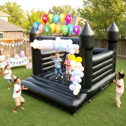 [Black Inflatable Castle] Super Large Indoor Bounce House For Kids & Adults, 13 X 11.5 X 10 Ft Thickened Commercial Grade PVC Upgraded Bouncing House,  Birthday Decorations For Indoor