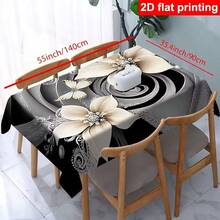 1pc Luxury Black & White Floral Butterfly Tablecloth, 3D Printed Rectangular Polyester Dining Table Cover, Easy To Clean, Ideal For Family Gatherings, Suitable For Dining Room, Living Room, Home Party, Indoor/Outdoor Use - Multicolor - View 4