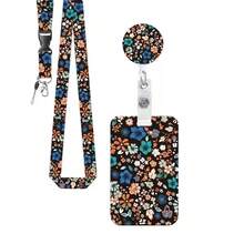 1 Conjunto (Clipe de Crachá + Porta-Cartão + Cordão) Porta-Crachá Versátil, Carretel de Crachá com Cordão Retrátil, Cordão Removível, Chaveiro Durável com Etiqueta de Nome, Estojo Porta-Cartão Vertical, Adequado para Enfermeiras, Professores, Estudantes, Escritório, Mulheres, Homens, Médicos, Funcionários, Presente do Dia da Enfermeira - Floral Preto