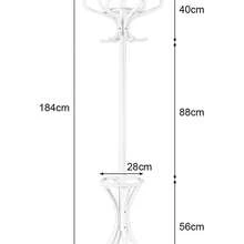 Appendiabiti da 184 cm, Appendiabiti in legno con 12 ganci, Portaombrelli, Appendiabiti autoportante per ingresso, ufficio, soggiorno (grigio) - Bianco - Visualizzare 6