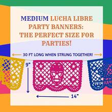 TexMex Fun Stuff - Decoraciones para Fiestas Mexicanas, Papel Picado, Lucha Libre, Banderines de Plástico, 10 Paneles Grandes, 16 Pies de Largo - Rojo, azul, amarillo - Ver 3