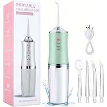 Irrigador Bucal Portátil Traje Limpiador Dientes Eléctrico Quanna Con3 Modes & 4 Nozzle IPX7 impermeable Portable Design Extraíble y Lavable inalambrica USB recargable Capacidad - Multicolor - Ver 2