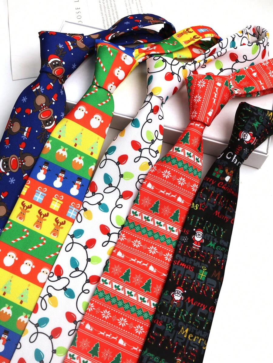 1pc Unisex Christmas Necktie, Suitable For Casual, Street, Daily, Party, Gift - Multicolor - View 1