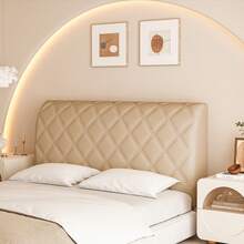 1件纯色菱形绗缝柔软羽绒被套，纯色加厚绗缝天鹅绒床头板套，牛奶色超细纤维全包裹式设计，弹性背部面料，简约优雅，触感柔软顺滑，经久耐用，带来全新睡眠体验，可机洗，享受如云朵般轻柔的床头板，全包裹式床头板套，加厚柔软填充物，升级床头板，适用于单人床和双人/大号床。