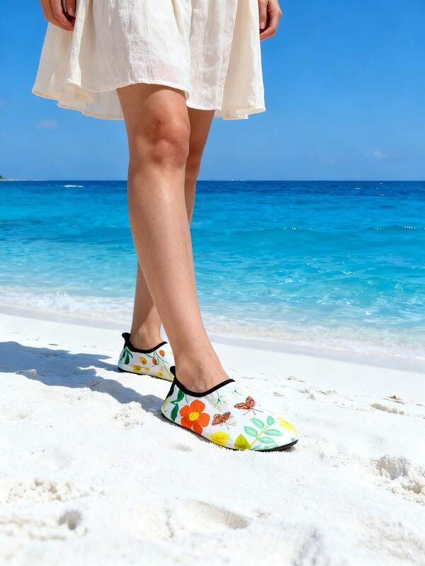 Breathable Quick-Dry Women's Aqua Shoes | Butterfly Print Non-Slip Sandals For Pool, Surfing, Yoga & Travel
