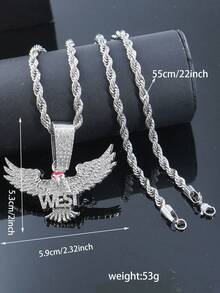 1 mặt dây chuyền hình động vật bằng hợp kim đính đá toàn bộ kèm vòng cổ xích bện 22 inch, phụ kiện Hip Hop thời trang dành cho cả nam và nữ - mặt dây chuyền động vật - Xem 21