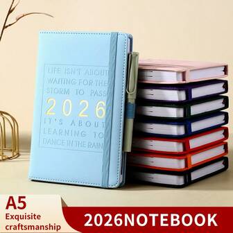2026 English Schedule Book, Daily Work Notebook, Self-Discipline Check-In Plan Book, Zip Up Calendar Book
