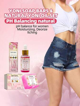 1PC 30ml Private Care Essential Oil, 100g Private Cleansing Soap, Moisturizing And Firming Essential Oil, Nourishing And Hydrating, Improving Dullness And Relaxation, Showing Brighter And Tenderer, Fresh Floral Fragrance, Restoring Youthful Femininity, Gentle Cleansing Private Soap, Long-Lasting Fragrance