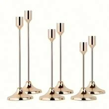 12 قطعة/6 قطع/3 قطع من حاملات الشموع الذهبية/السوداء/الفضية، 3 قطع من حاملات الشموع المخروطية الشكل، حاملات شموع ديكورية حديثة باللون الذهبي والأسود، مناسبة لطاولة الطعام والمدفأة والزفاف والحفلات وعيد الميلاد والذكرى السنوية (الشموع غير مشمولة) - لون شمبانيي - مشاهدة 8