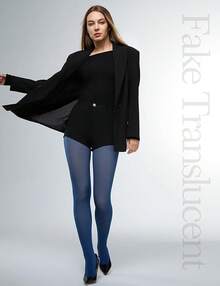 Fleece Lined Sheer Warm Pantyhose Leggings Translucent Thermal Winter Thick Tights Dresses, Women's Style 5FUO - 馬鐙 海軍藍 - 查看 6