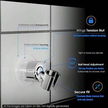 Soporte para cabezal de ducha de mano, giratorio de 360 grados, ajustable, soporte calcomana para barra de ducha de pared, se adapta a superficies lisas y no lisas negro mate - cromo - Ver 3