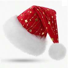 1pc Christmas Decorative Hat Hot Stamping Plush Hat Plush Christmas Hat Non-Woven Hat Christmas Decoration - Multicolor - View 2