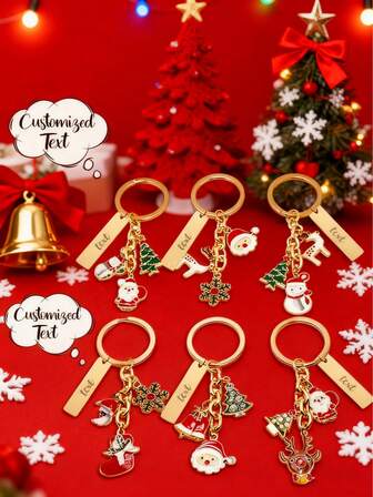 Personalized Stainless Steel Keychains, Holiday Gifts, Santa Claus Snowman Reindeer Christmas Tree Boots, Sock Shaped Decorations, Hanging Decorations, Carved Names, Pet Tags, Travel Bag Pendants, Suitable As Birthday Gifts And Holiday Gifts For Friends, Relatives, Or Classmates. Stainless Steel Oval Keychain Pendant