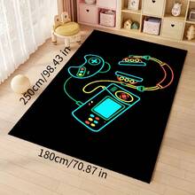 Alfombra de área con diseño de control de juegos creativo moderno, lavable a máquina, con respaldo antideslizante, de fibra de poliéster, hecha a máquina, alfombra de baño para sala de estar, dormitorio, decoración de oficina en casa - 1 pieza - Multicolor - Ver 38