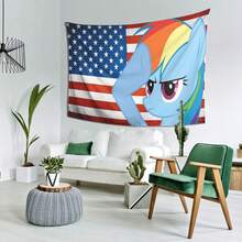 Rainbow Dash Themed Stylish Patterned Tapestry, Living Room Bedroom Office Home Decor Wall Hanging/Room Decoration/Party Decor, Premium Printed Tapestry - Perfect Gift For Easter, Mother's Day, Father's Day, Halloween, Christmas & Independence Day - Nhiều màu - Xem 3