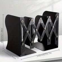 重型金属书挡，带可调节挡板和加厚底座 - 坚固的桌面/书架收纳架，适用于厚重书籍，办公室、家庭和学校使用 - 彩色 - 查看 9