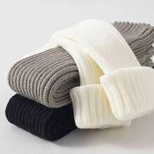 1 Pair Solid Leg Warmers, Warm & Fashionable For Christmas Socks, Women's Winter Footwear, Casual Occasions, Festive Celebrations, Christmas Parties - 白色 - 查看 7