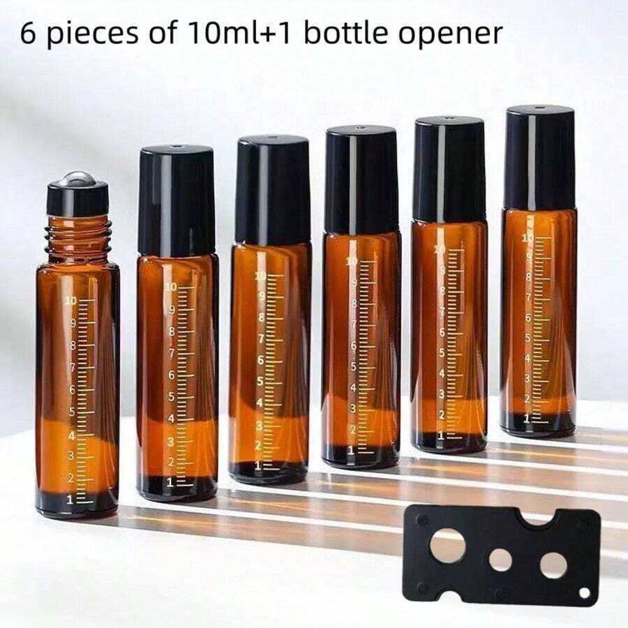 精油瓶套装：1/2/6 件装琥珀色滚珠滴管瓶 - 您的 DIY 入门套装，带电子秤，方便调配完美精油，便于携带