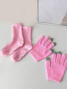 1 Pair Moisturizing & Whitening Foot Mask With Essential Oils, Suitable For Dry & Cracked Feet Care, Gel Heel & Leg Warmer For Foot Hydration - Pink - View 3