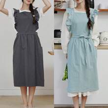 1 Pieza Delantal, Estilo Vintage Talla Grande para Mujer con Volantes, 2 Bolsillos, Ajustable con Cordones Plisados y Encaje, Adecuado para Limpieza del Hogar/Cocina/Actividades al Aire Libre/Restaurante, Cafetería, Floristería, Estudio de Arte, Salón de Belleza y Otros Lugares de Trabajo