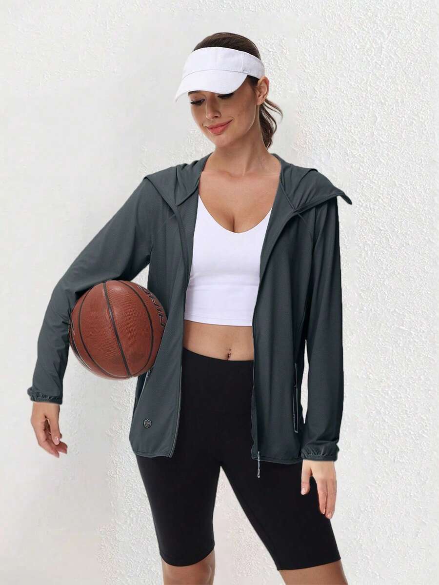 Women's Lightweight Breathable UV Protection Sun Shirt For Summer Outdoor Sports Spring - Dark Grey - View 1