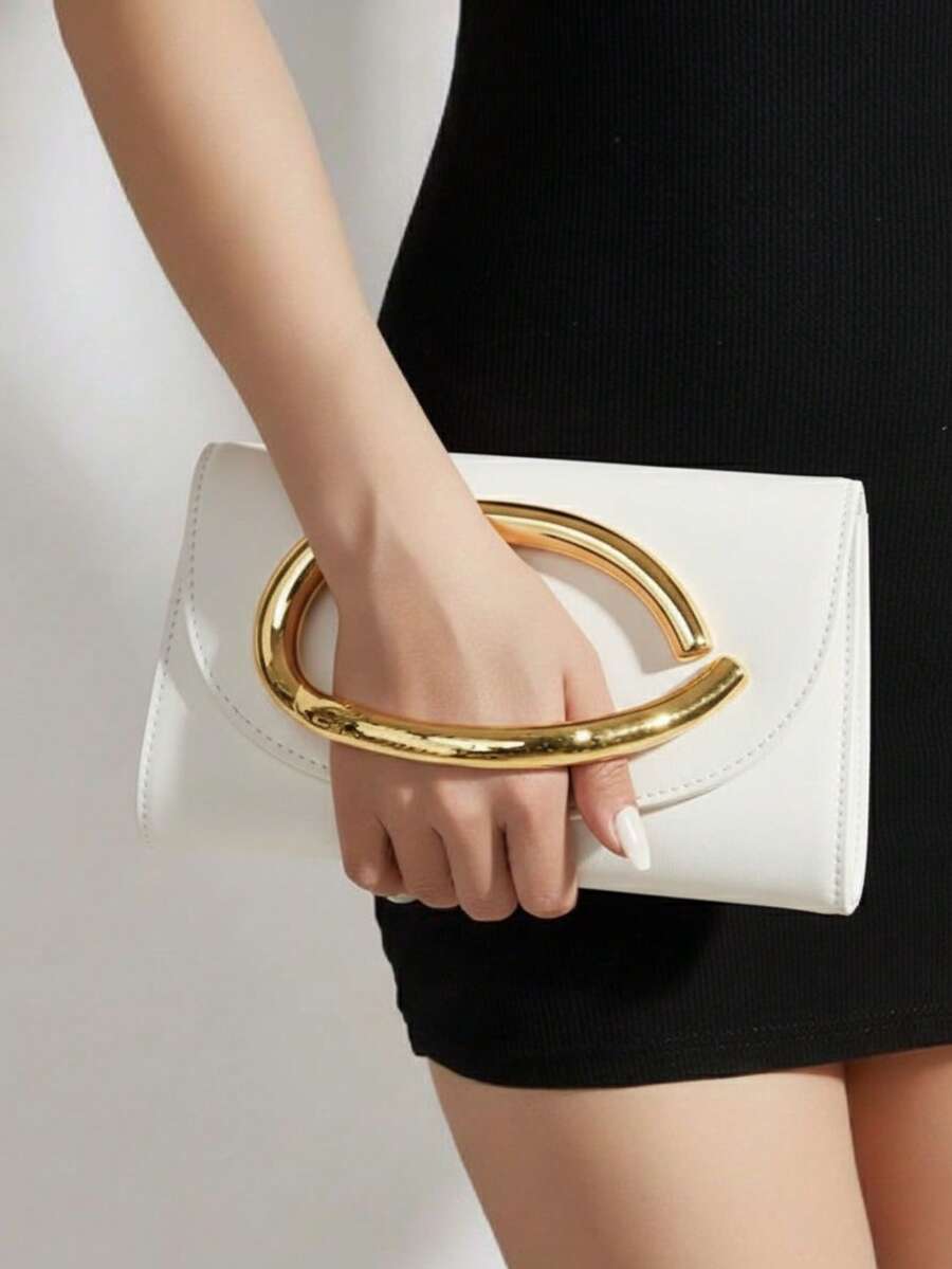 Women's Crossbody Handbag, Wedding Clutch, Removable Strap - 白色 - 查看 1