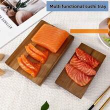 Japanese Solid Wood High Foot Serving Tray, Same As Sushi Restaurant, Luxury Wooden Tableware, Restaurant Plating Tool, Food Photography Prop - Yellow - View 8