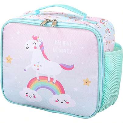 Lunch Bag For Girls Insulated Lunch Tote Bag For Portable Cooler Lunch Box For School With Bottle Holder And WaterResistant Lining Rainbow Unicorn