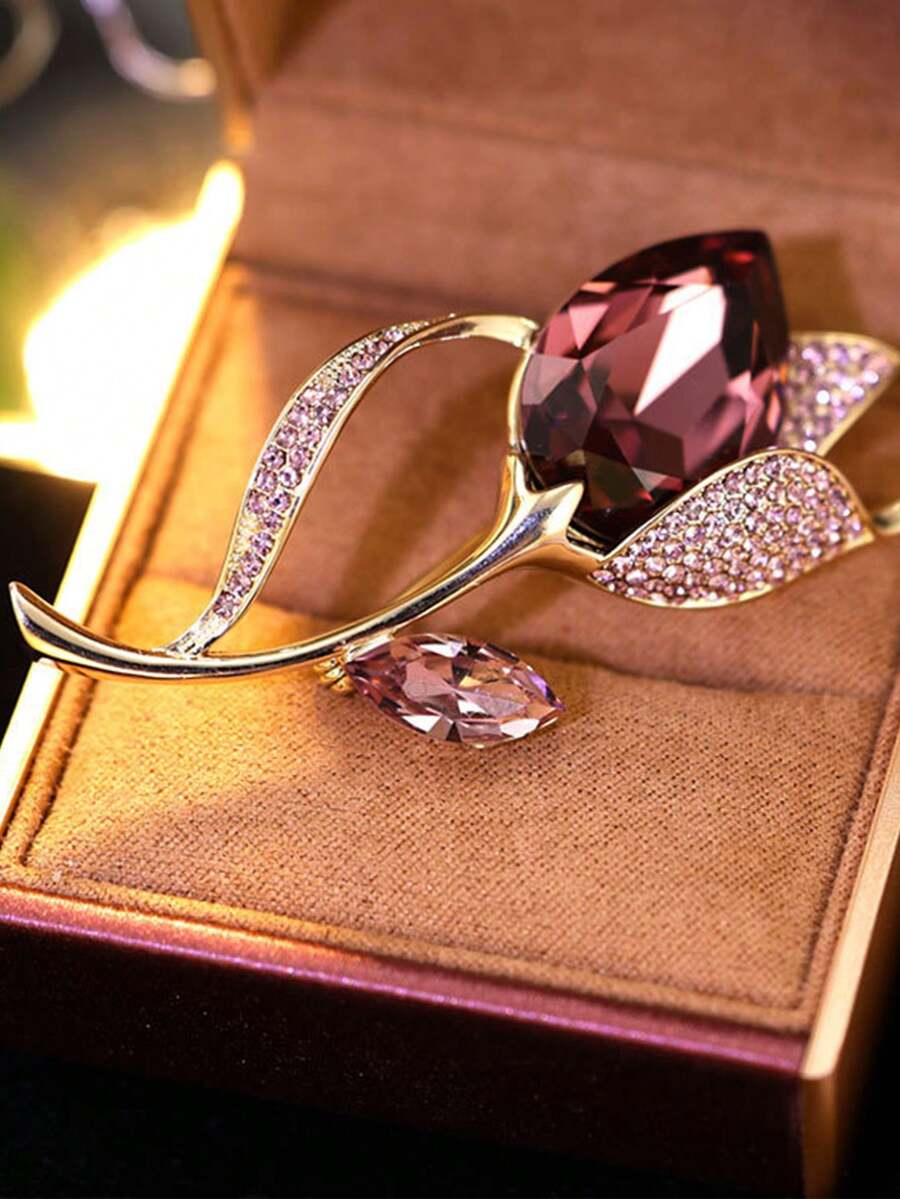 1 pieza Broche de tulipán de cristal para mujer (disponible en varios colores) - Broche de tulipán - Ver 1