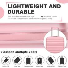 PP Hardshell Luggage 20 24 28 Inch Carry On Cabin Suitcase Expandable TSA Lock 360 Spinner Wheels Lightweight 3 Piece Set Check In Travel Holiday - Pink - View 5
