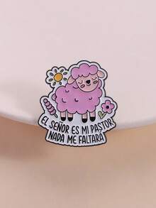 1 Piece Cute Faith Pin Pink Sheep EL SEÑOR ES MI PASTOR Quote Bible Psalm Design For Believers Daily Spiritual Accessory