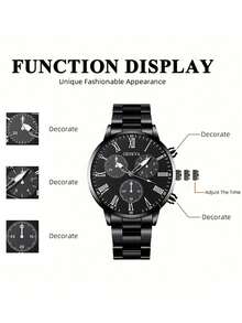 4pcs Men's Steel Band Quartz Watches, Sports Chronograph Watches - Perfect For Halloween, Christmas, Thanksgiving, Valentine's Day, Etc. - Ideal Gift For Boyfriend Or Family