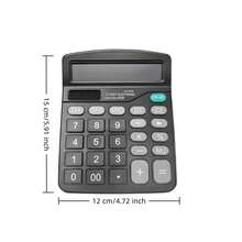 1台高性价比12位计算器，太阳能/电池双电源，大按键设计，适用于办公、财务、学生、收银员等场景，具备内存存储、GT累加和纠错功能，桌面/便携式两用电子计算器，家庭及商业必备计算工具 - 不含电池 - 黑色 - 查看 9