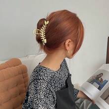 Gun Black Hair Claw Clip For Women, European And American Style Hairpin, High-End Fishbone Shark Clip, Ponytail Accessory This Is A Set Of Uniquely Styled Metal Hair Clips, Designed With Creativity And Personality, Suitable For Various Dressing Styles. - K05-334#金色魚骨 - 查看 13