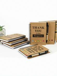 1 Set Spiral Bound Notebook With Pen - Christmas Employee Appreciation Gift, Employee Recognition Award, Teacher Appreciation Notebook, Includes Sticky Notes And Motivational Pen, Wholesale Employee Thank You Gifts, Suitable As Christmas Gift For Employees, Colleagues, Students, Teachers, Parents - Multicolor - View 6